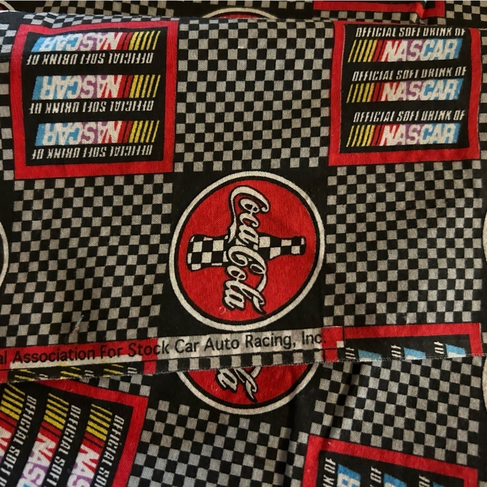 NASCAR Coca Cola Auto Racing Fabric 27 1/2” And 43” Wide - Picture 4 of 6